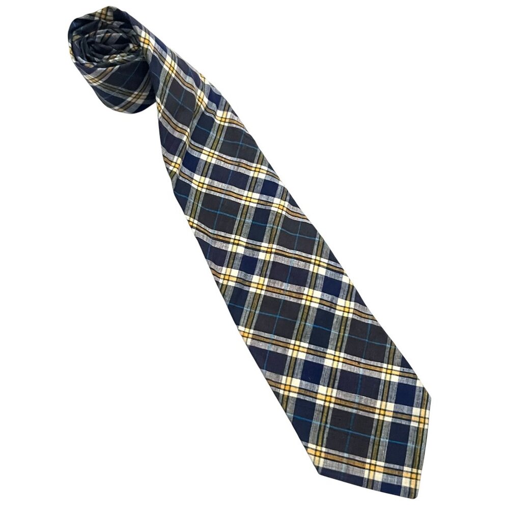vtg 80s BROOKS BROTHERS BROOKSGATE madras plaid tie wide
